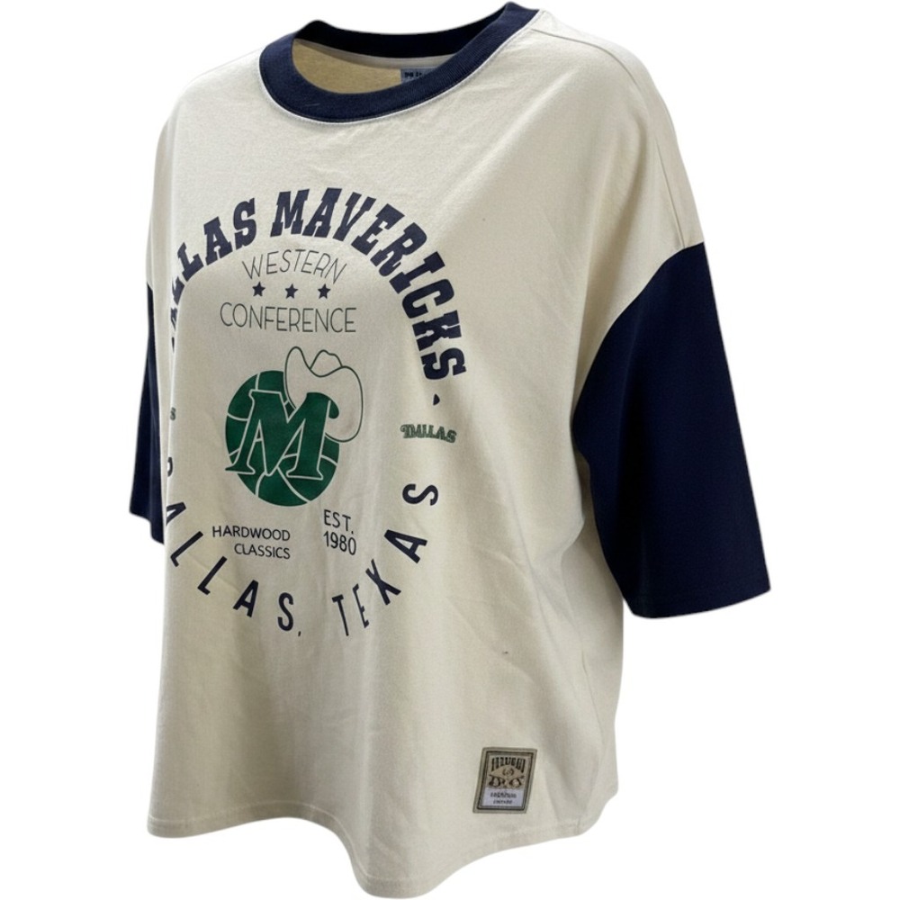 Mitchell‎ & Ness Dallas Mavericks Womens Crop Tee Shirt Hardwood Classic 2XL NEW
